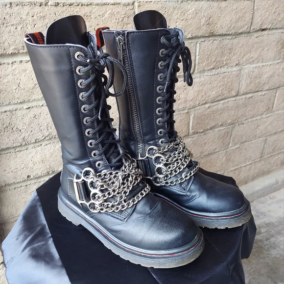 Demonia Disorder 301 Brass Knuckle Boots RARE - Picture 1 of 12